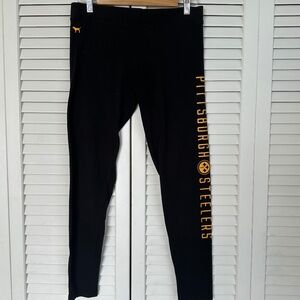 WOMEN'S NFL PINK VICTORIA SECRET BLACK PULL UP LEGGINGS, SIZE: MEDIUM